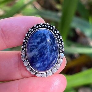 Size 8 925 silver‎ plated sodalite ring